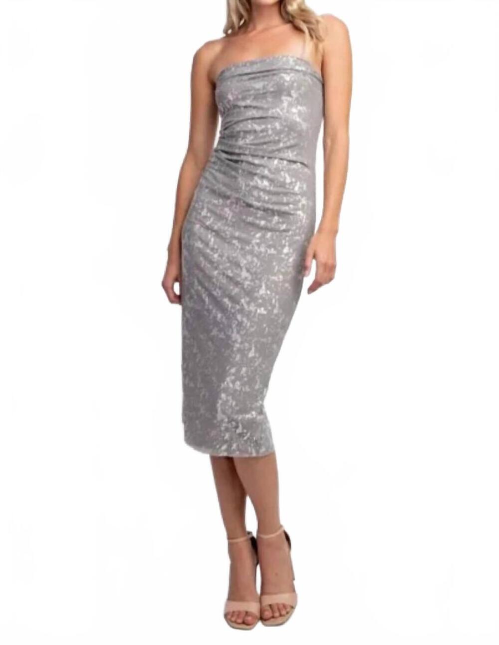NEW EDIT BY NINE foiled midi dress in grey